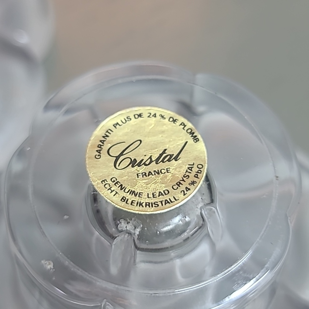 Cristal France Clear Frosted Lead Crystal Flower-Shaped Candle Holders - Picture 5 of 5